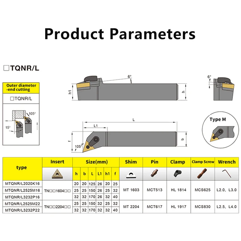 MTQNR1616 MTQNR2020 MTQNR2525 External Turning Tool MTQNR MTQNL Lathe Bar Turning Holder CNC Cutting Tool Cutter Bar