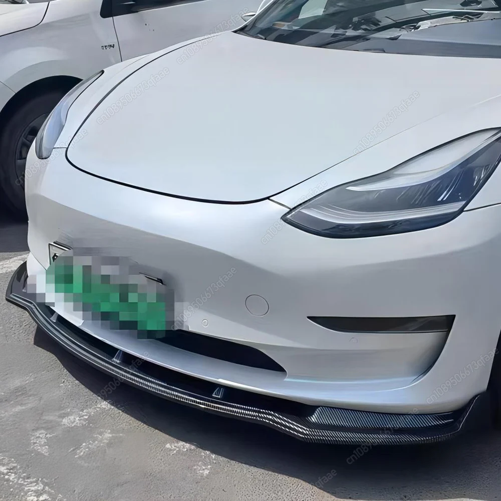 

For Tesla Model 3 2017-2023 Car Front Bumper Lip Diffuser Splitter Canard Guard ABS Carbon Look / Gloss Black Body Kits Tuning