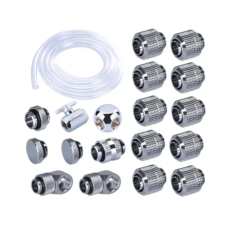 Azieru Fitting Kit Use Soft Pipe Hand Compression Connector Joint +  Hose Tube + Switch Water Cooling Accessories Fitting