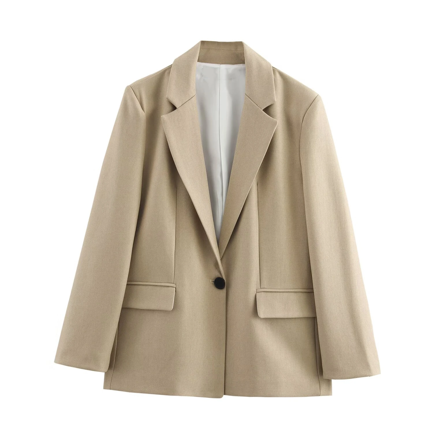 

TAOP&ZA Women's 2025 Spring New Temperament Versatile Retro Straight Suit Jacket with Shoulder Pads 2023105