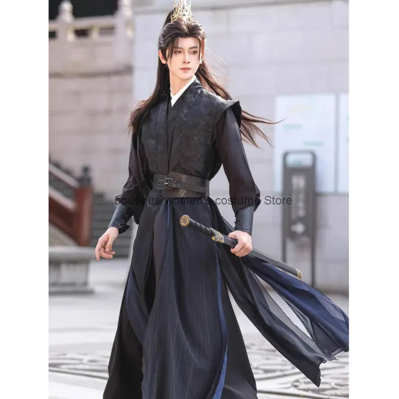 Hanfu فستان الفنون فارس فيلم النمط القديم زي وسيم النصي القتل سر مجموعة أداء الرقص زي قوي قديم