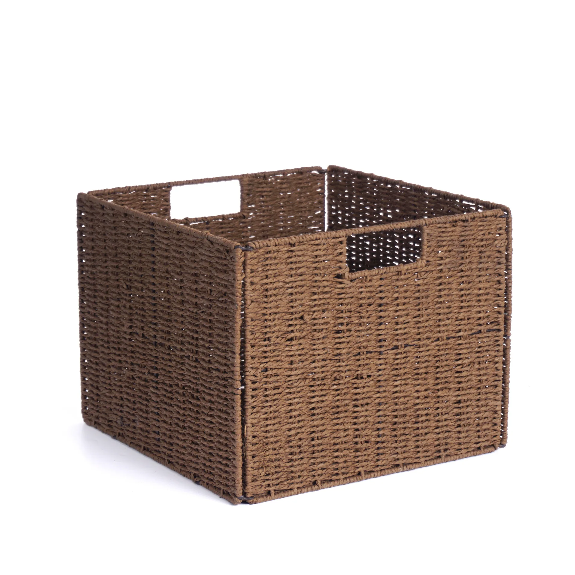 Customized square paper rope storage storage  folding  Bobai handicraft paper rope woven basket