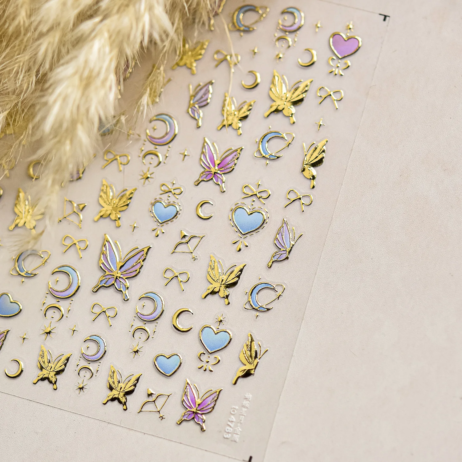 Purple Butterfly Stamp 5D Nail Art Sticker Shiny Bowknot Glitter Flower Floral Insects Self Adhesive Decoration Manicure Decal