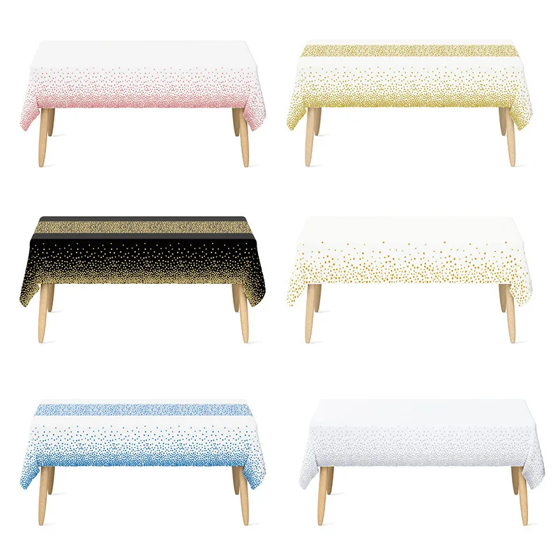 50pcs Polka Dot Disposable Tablecloth Thickened Waterproof PEVA Tablecloth For Home Wedding Birthday Event Party Decoration