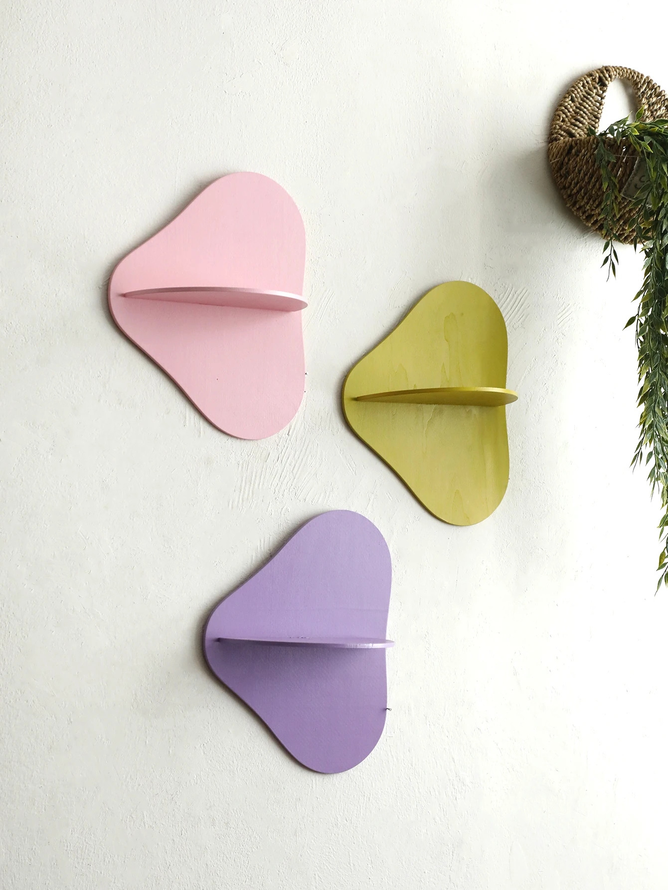Colorful Floating Wall Shelf Display Wooden Plant Flower Pot Tray Storage Rack Art Home Decoration for Girl Room Wall Decor Gift