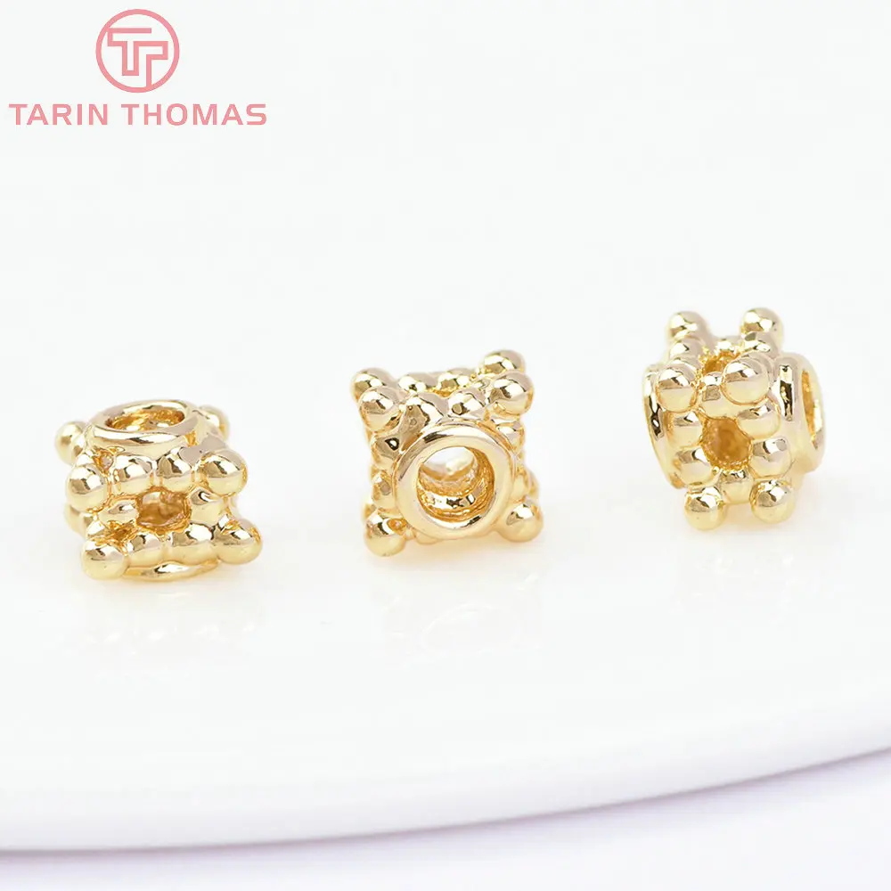 (3062)10PCS 5MM 24K Gold Color Plated Brass Cube Spacer Beads Bracelet Beads High Quality Diy Jewelry Accessories