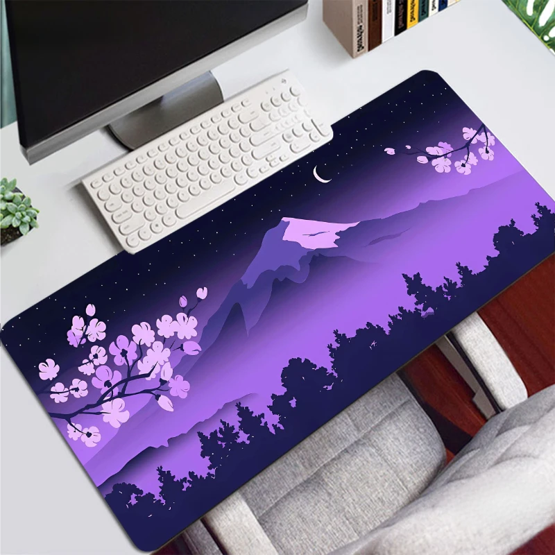 

Japanese Fuji Sakura Mouse Pad Cherry Blossom Mountain Landscape Purple Mousepad Anti Slip For Laptop Desktop Gamer Mousepad