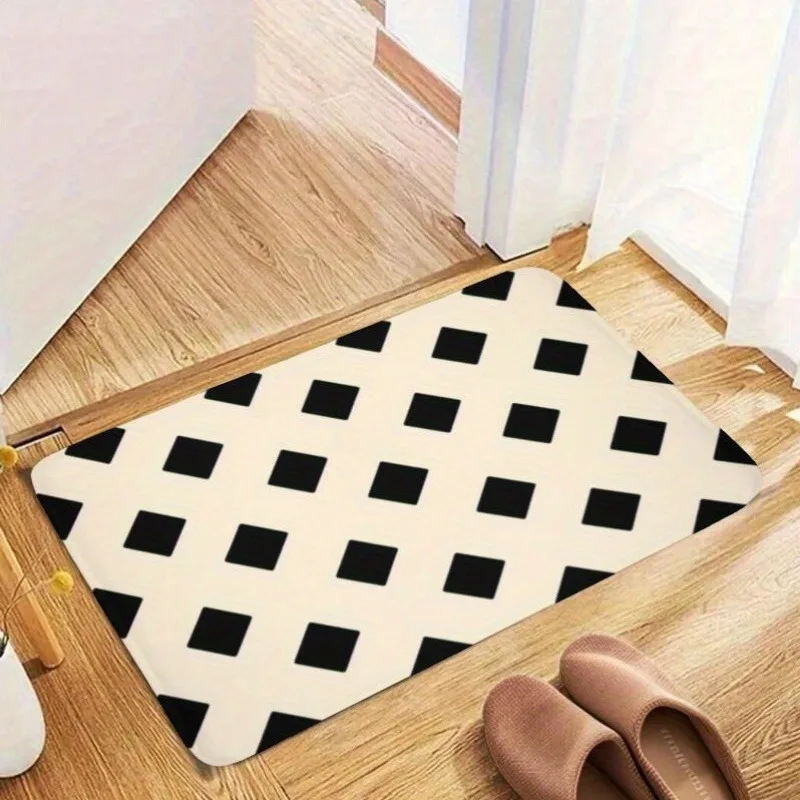 

1PC Checkerboard Pattern Kitchen Rug Non-Slip Door Mat Pop design Bathroom Rug Bath Mat Carpet for Home Sink Laundry Decoreeree
