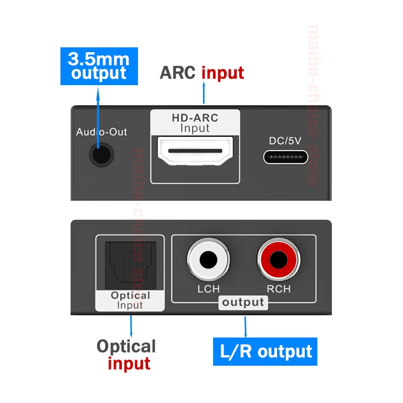 192KHz ARC Audio Extractor DAC Adapter HDMI ARC SPDIF Optical or Coaxial to 3.5mm L/R Stereo Digital to Analog Audio Converter view 4