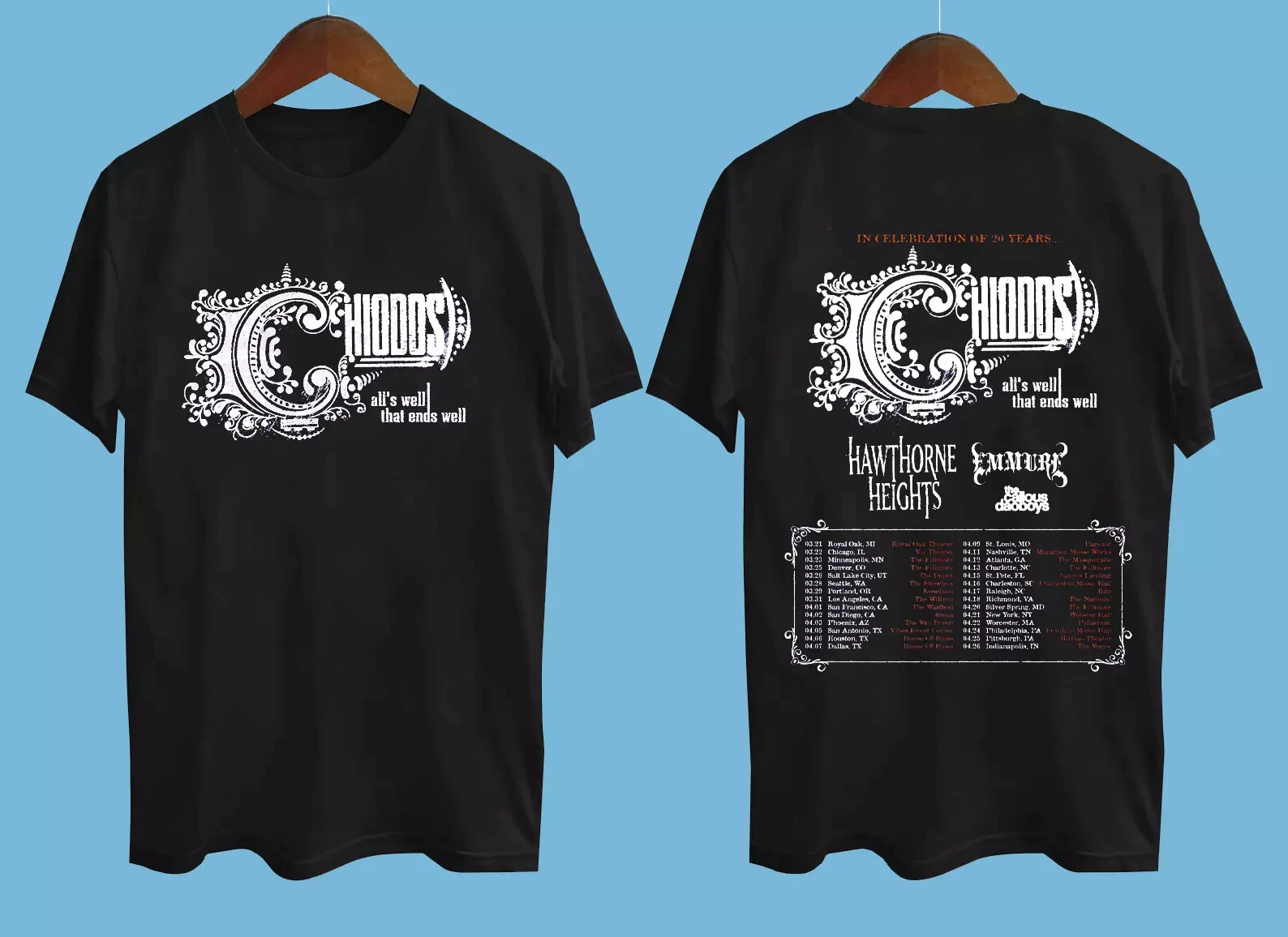 

NEW Chiodos All'S Well That Ends Well Tour 2025 Black All Size T-Shirt AR1241 High-end Luxury Is for Both Men and Women Top Y2k