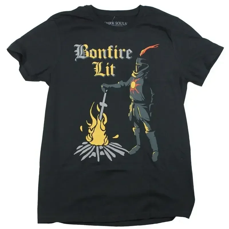Dark Souls Mens T Shirt Bonfire Lit Knight Lighting Fire Image