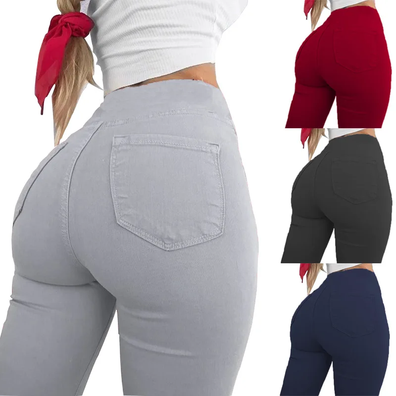 Casual Pants Women's Sexy High Waist Pencil Pants Pocket