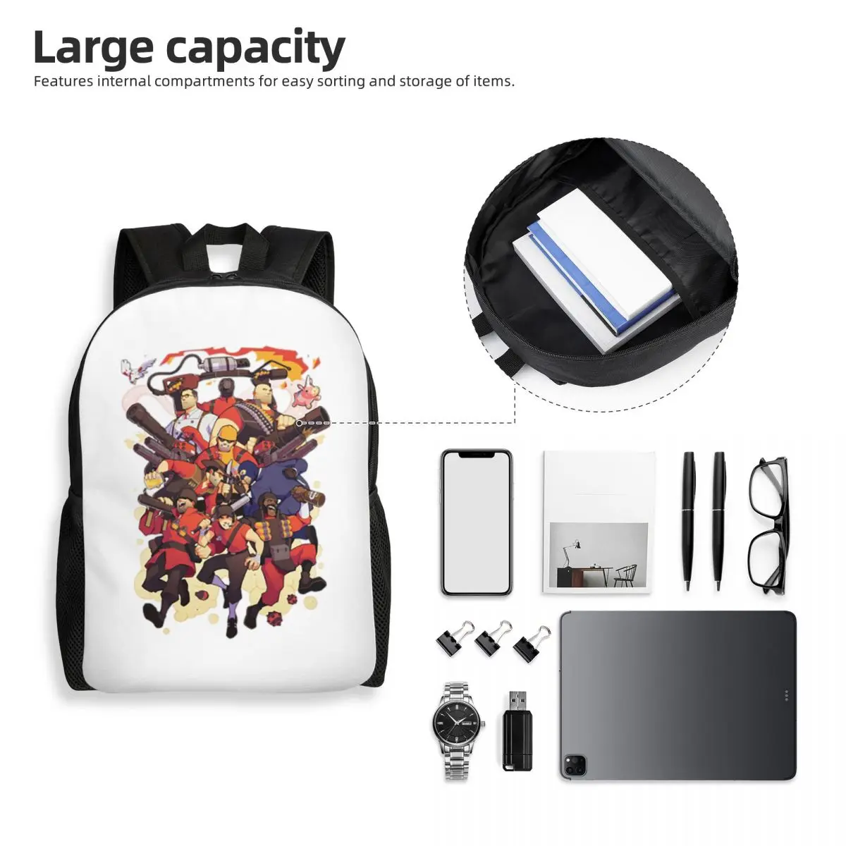 Team Fortress 2 Backpack Student Boys Girls BookBag School Bag Laptop Shoulder Bags