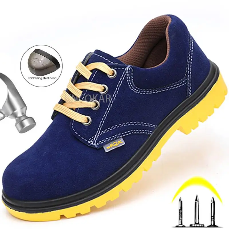 Men Safety Shoes Steel Toe Work Boots Anti-smashing Safety Boots Men Construction Welding Shoes Work Shoes Male Security Boots