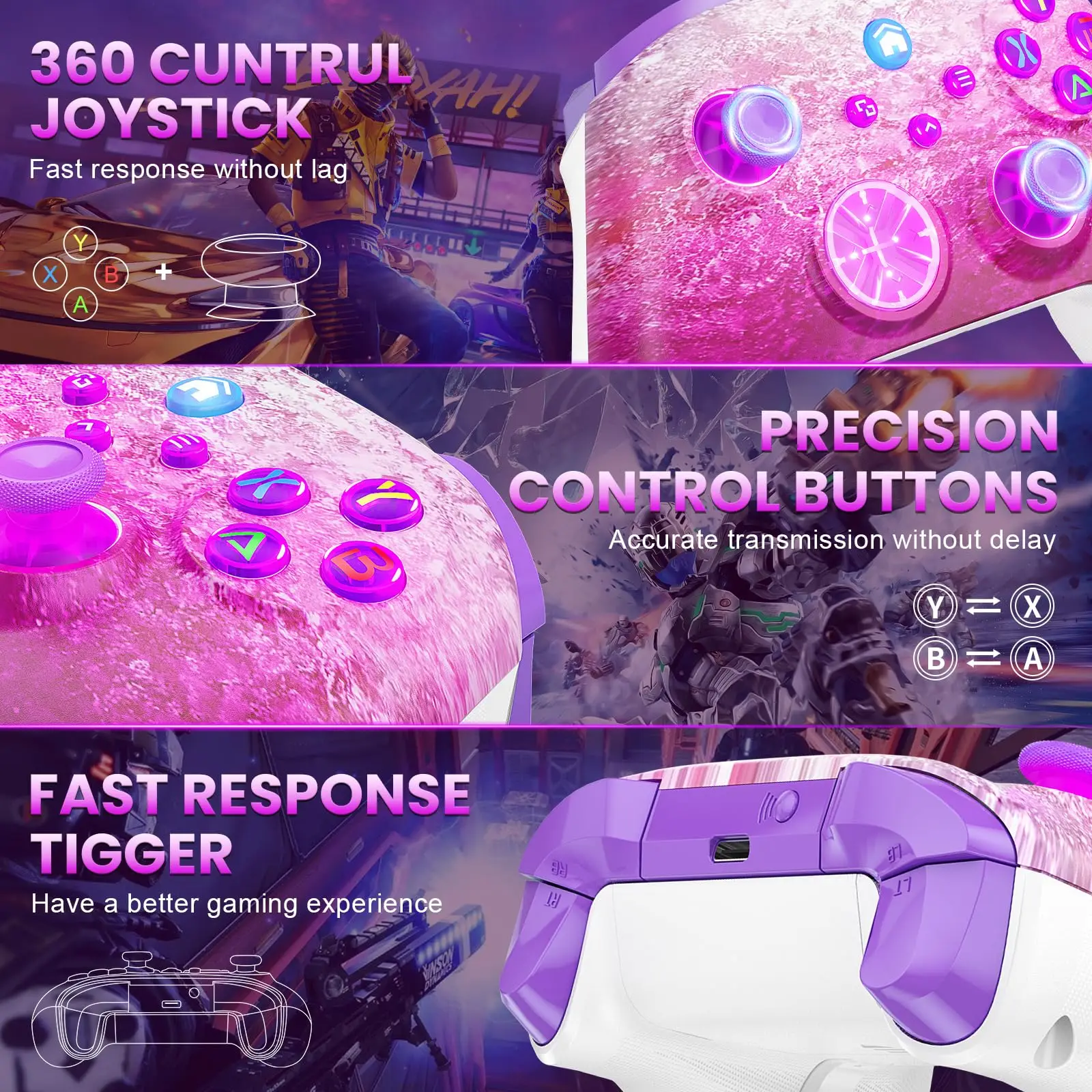 لوحة ألعاب WIFI لأجهزة for Xbox One، Xbox Seris S/X PC Dual Vibration 6-axis Gyro Hall Effect Trubo FUNC وحدة تحكم لاسلكية للألعاب