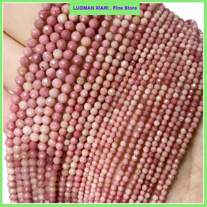 2 3 4MM Natural Stone Faceted Wood Rhodonite Round Gemstone Beads For Jewelry Making DIY Bracelet Earrings Accessories 15''