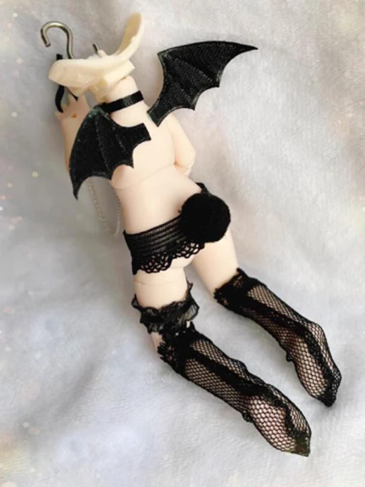 D05-P045 children handmade toy 1:12 ob11 gsc bjd pd9 doll socks white black lovey cute tail lace socks 3pcs/set