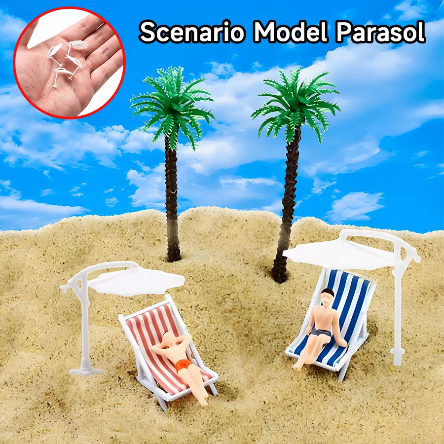 Scale 1:75-1:200 Miniature Sun Umbrella Model For Diy Building Sand Table Beach Scene Layout Materials Diorama Kits 15Pcs/Lot