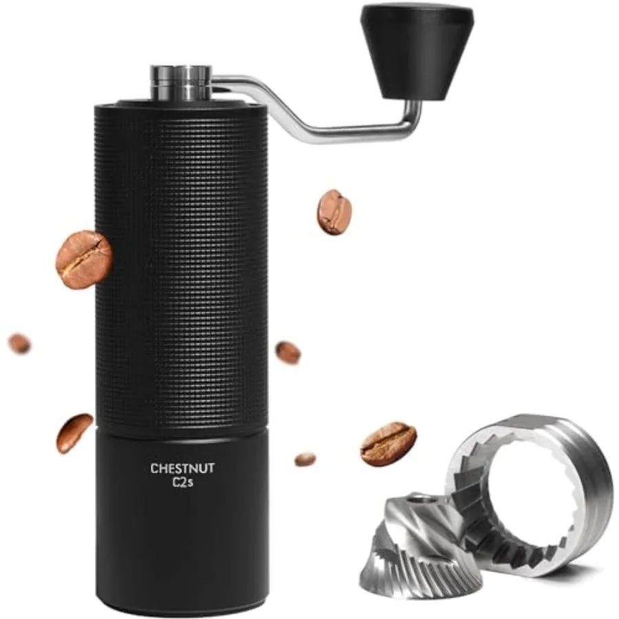 

Chestnut C2S Manual Coffee Grinder CNC Stainless Steel Conical Burr Internal Adjustable Setting Double Bearing Positioning Hand