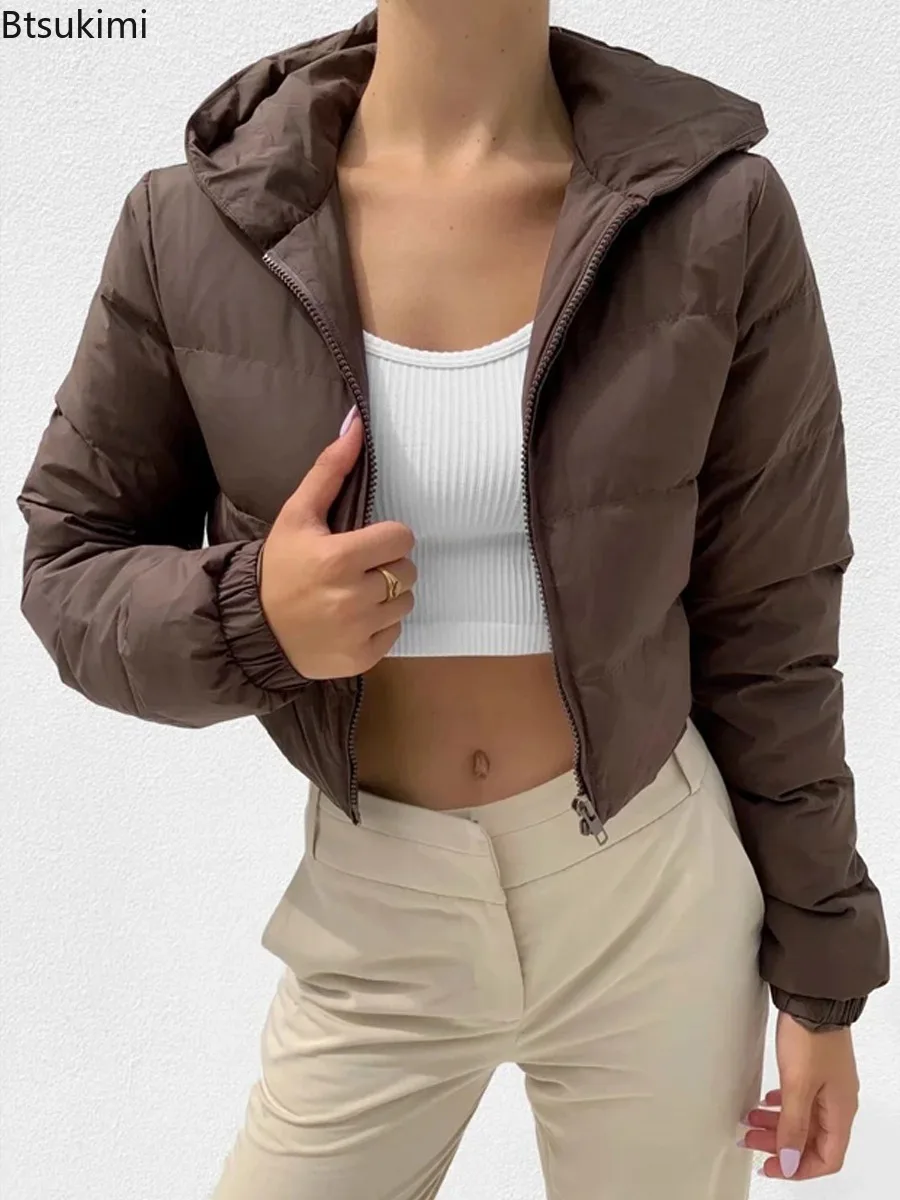 Winter Hooded Parkas Casual Down Cotton Coat Zipper Trend Bread Coat Women Long Sleeve Keep Warm Fashion Short Parkas Jackets