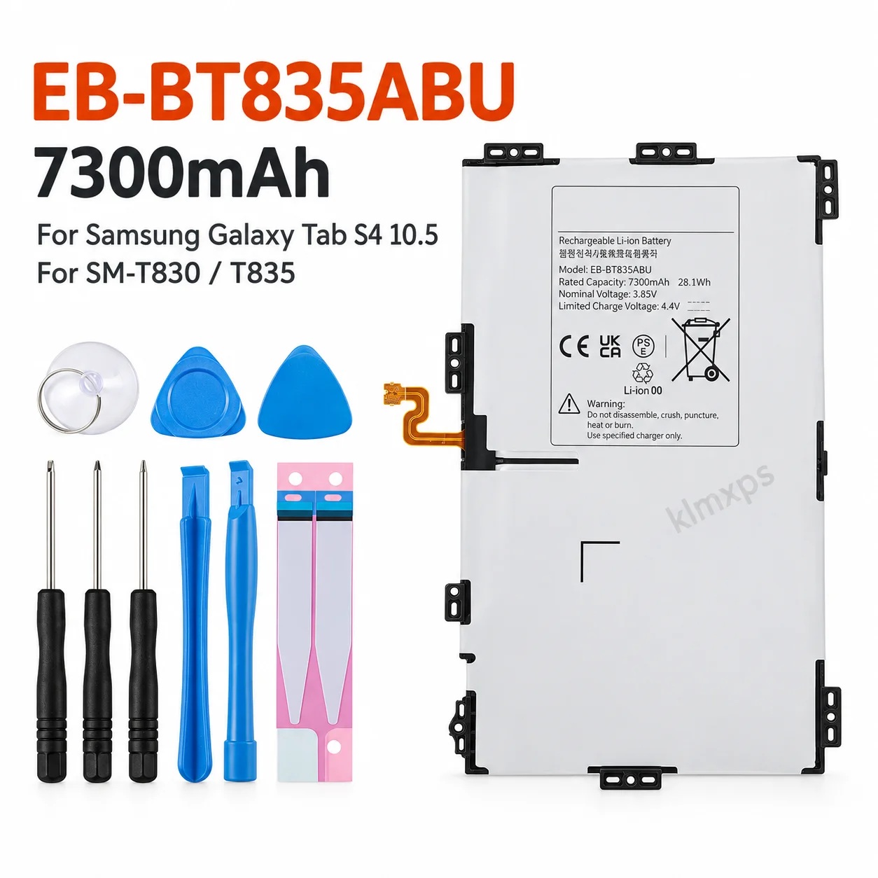 Replacement Battery 7300mAh EB-BT835ABU for Samsung Galaxy Tab S4 10.5 Tablet, Compatible with SM-T830 T830 SM-T835 T835