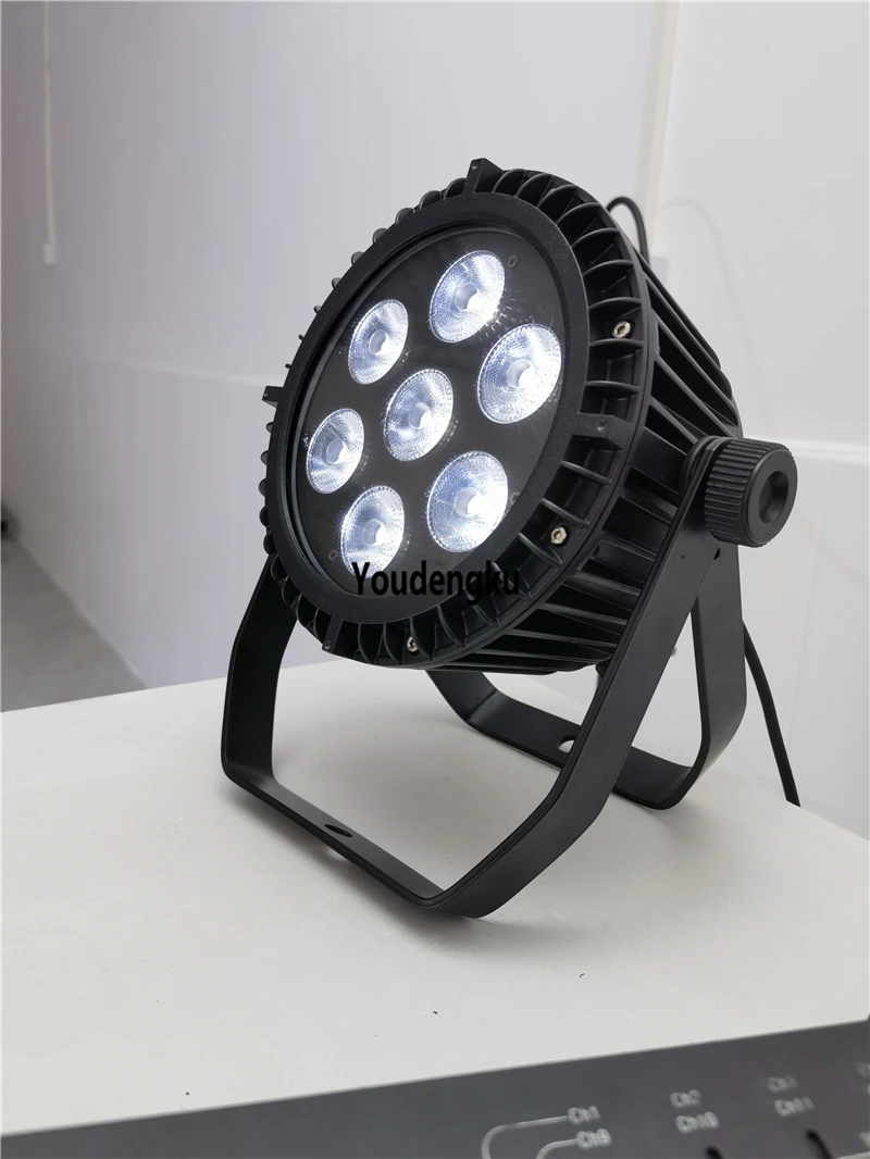 4pcs IP65 led flat par 7x10w rgbw 4in1 mini LED outdoor par dmx led water-proof par64 for outside