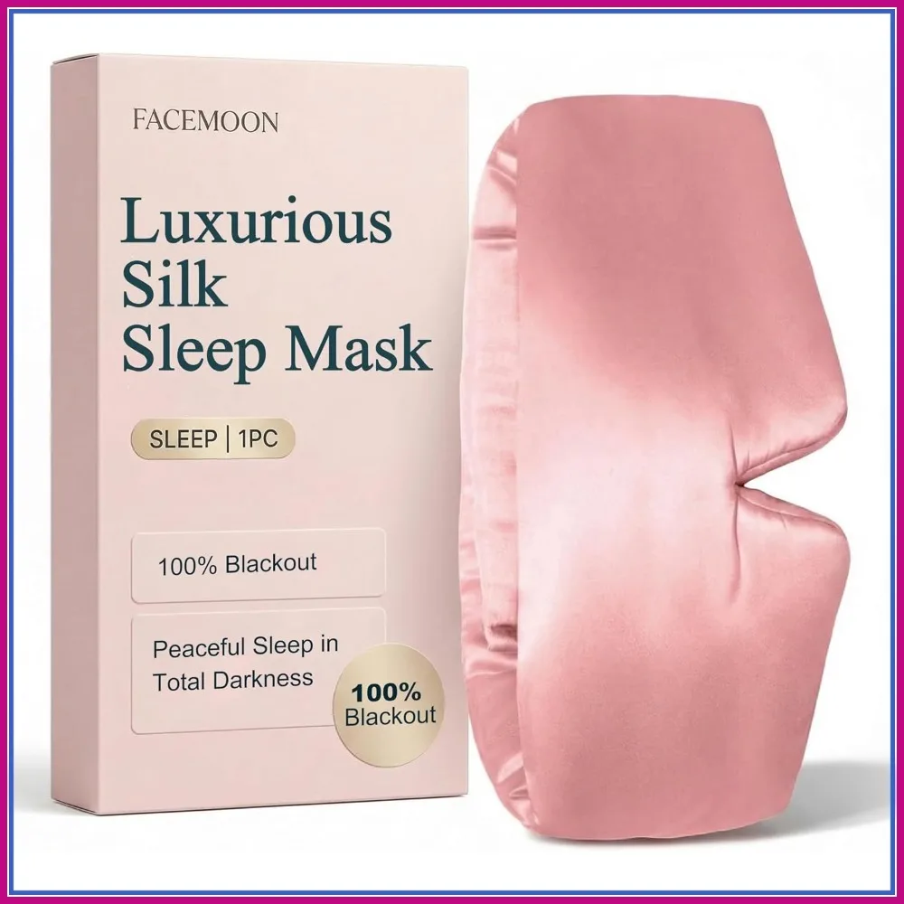 

Mulberry Silk Sleep Mask, 100% Blackout Eye Mask for Sleeping, Full Wrap Adjustable Fit, Soft on Skin and Hair, 22 Momme
