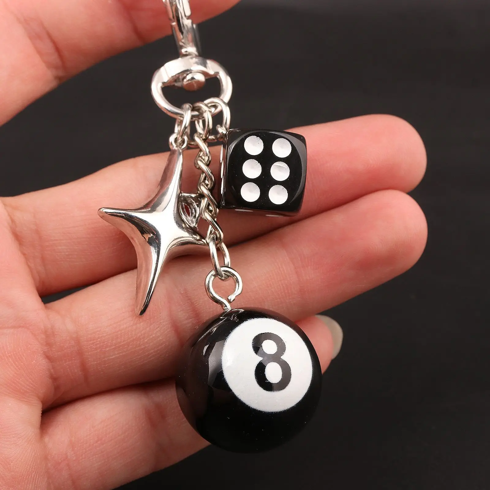1 Piece Star Dice Pendant with Number 8, Men's Keychain, Handmade DIY Ornament, Vintage Style Keychain, Suitable for Gifts, Bags, Keys, Car Decorations