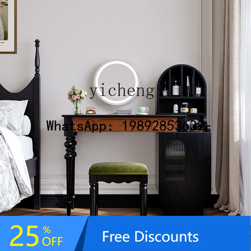 

FZ retro solid wood dresser chest cabinet integrated medium and ancient style makeup table bedroom storage cabinet