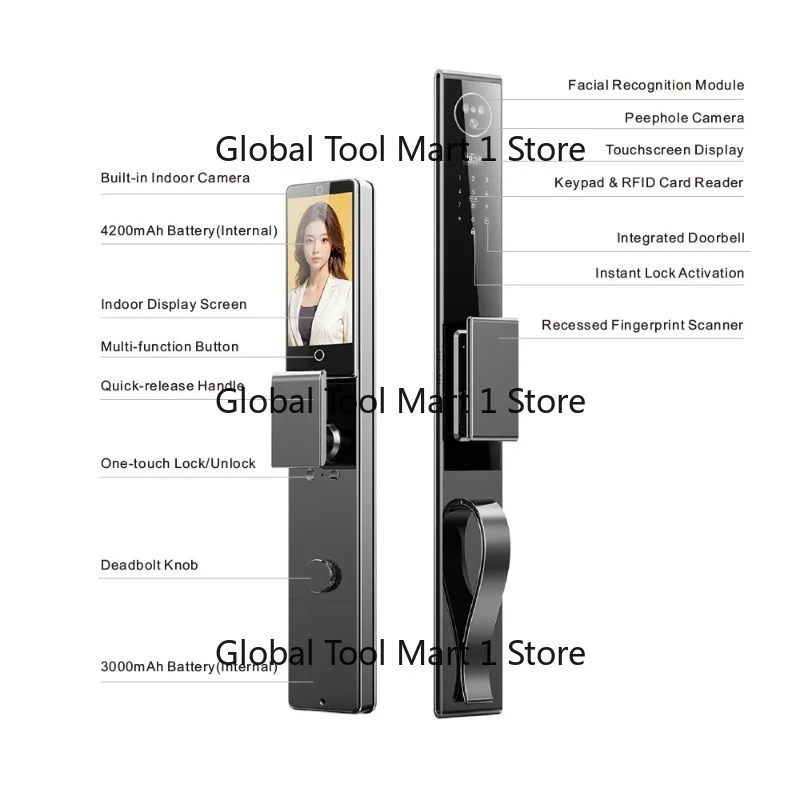 Full Automatic 3D Face Fingerprint Recognition Digital Sm-t  Wood Keyless Cloud  Wifi App Integration Aluminum Alloy