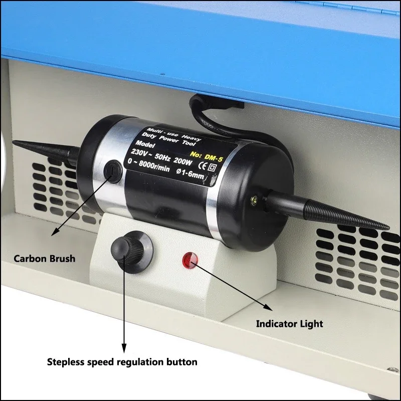 Compact Desktop Variable-Speed Polishing Machine Dual-Head Polishing Wheel Machine with Dust Collection for Gold, Silver