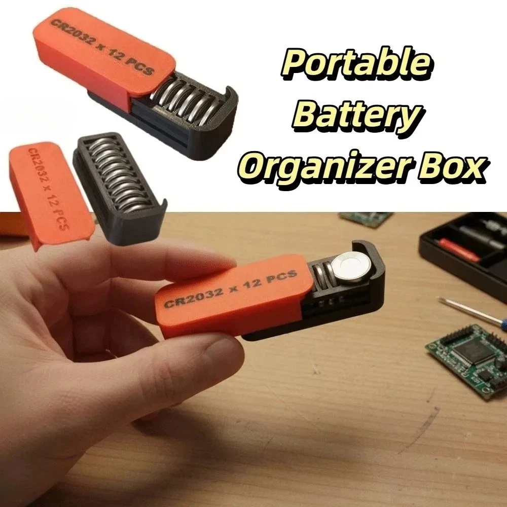12-Slot Battery Storage Case, Portable Shockproof Organizer Box for Home Garage Office Travel, Ideal Christmas Gift.