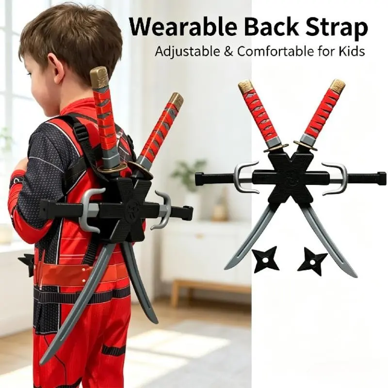 Halloween 1: 1 Ninja Set Children's Japanese Samurai Cosplay Toys Reversible Knife Set Dart Toy Model Gifts Collection Bizarre