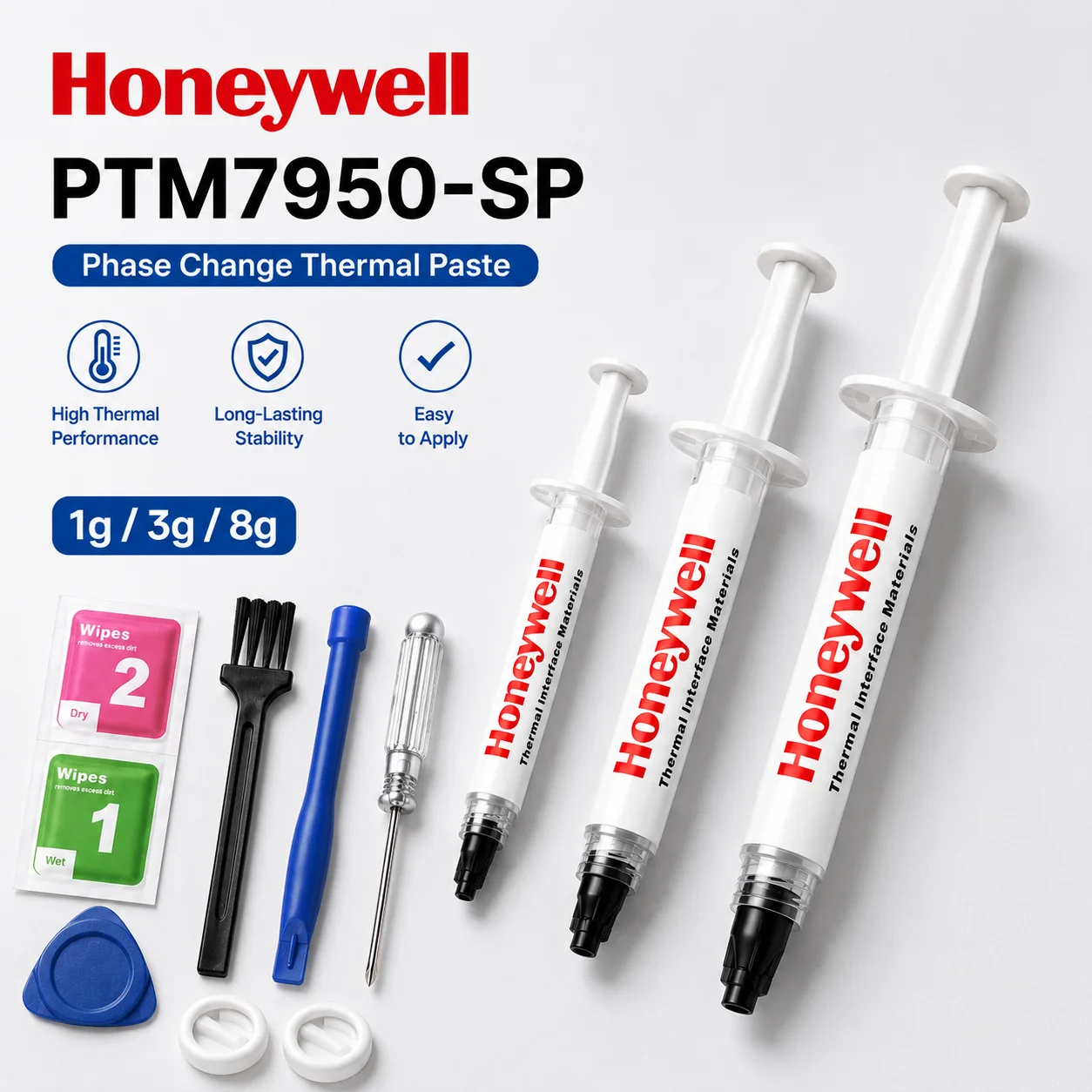 Honeywell PTM7950‑SP 8.5W/mK Phase Change Thermal Paste 1g~8g For CPU Cooler GPU Laptop Desktop SSD PS5 Game PC with Repair Tool