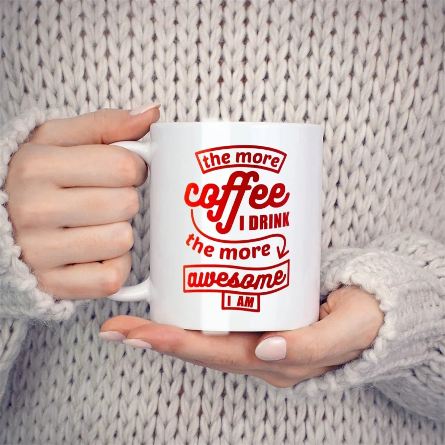 المزيد من القهوة التي أشربها أكثر رائعة أنا أكواب للزوجة والأم والابنة وأعياد الميلاد وأكواب شاي سيراميك القهوة باللون الأبيض سعة 11 أونصة