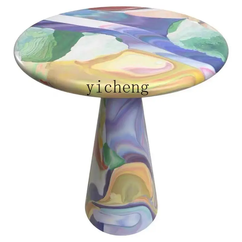 ZK painted table FRP round dining table art oil painting creative light luxury color coffee table