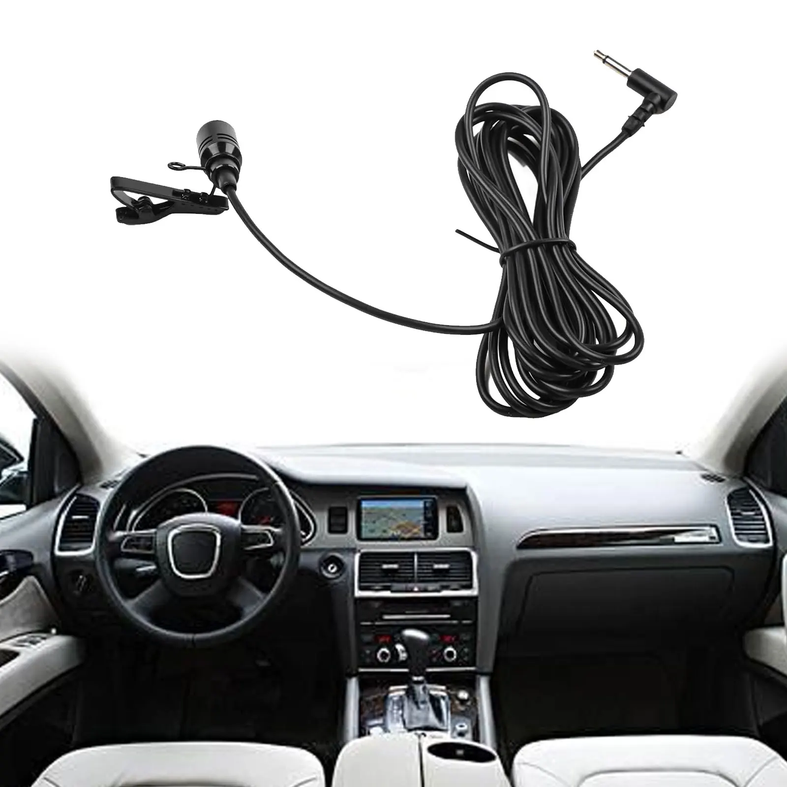 Car CD Radio Microphone 3.5mm Clip Jack-Plug Ceiling Unidirectional Audio Microphone For Navigation Systems Automotive Accessori