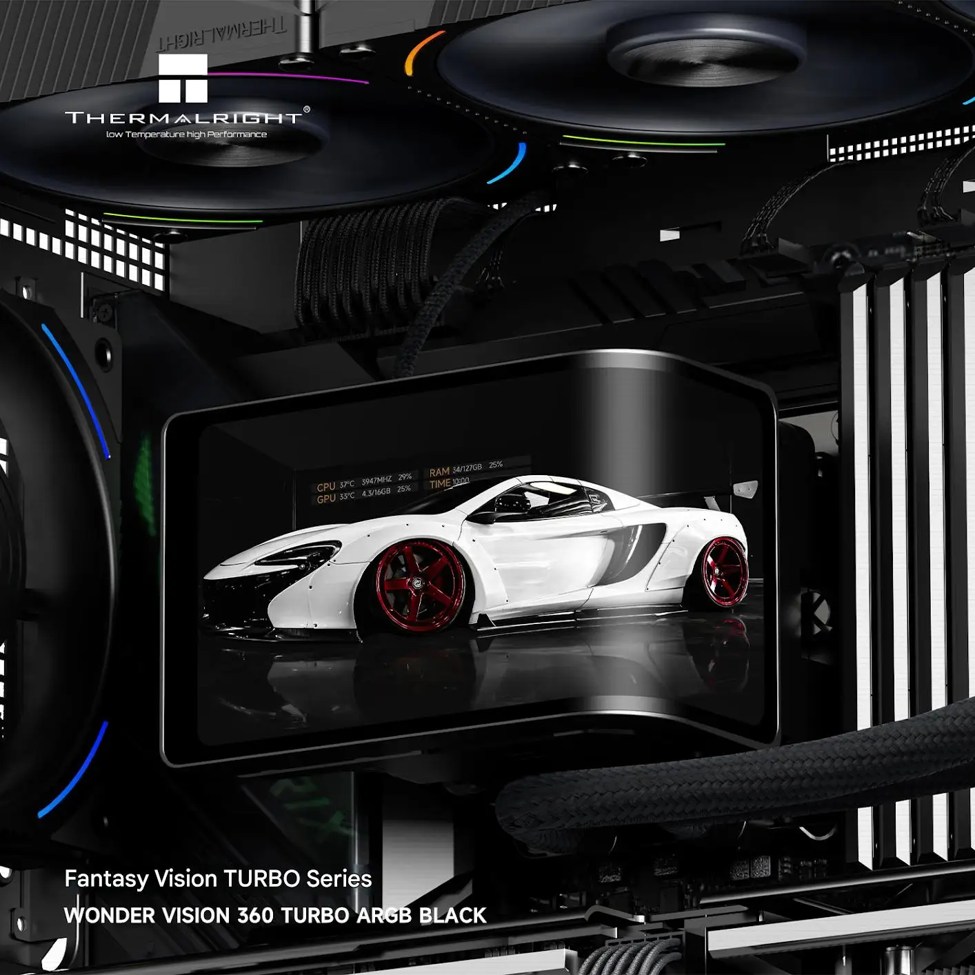 Thermalright WONDER VISION 360 TURBO ARGB ชุดระบายความร้อนด้วยน้ำแบบ All-In-One ขนาด 360 มม. หม้อน้ำระบายความร้อนด้วยน้ำ หน้าจอโค้ง AMOLED 2K 3D ขนาด 6.67 นิ้ว สำหรับ LGA 1851/1700/AM5/AM4