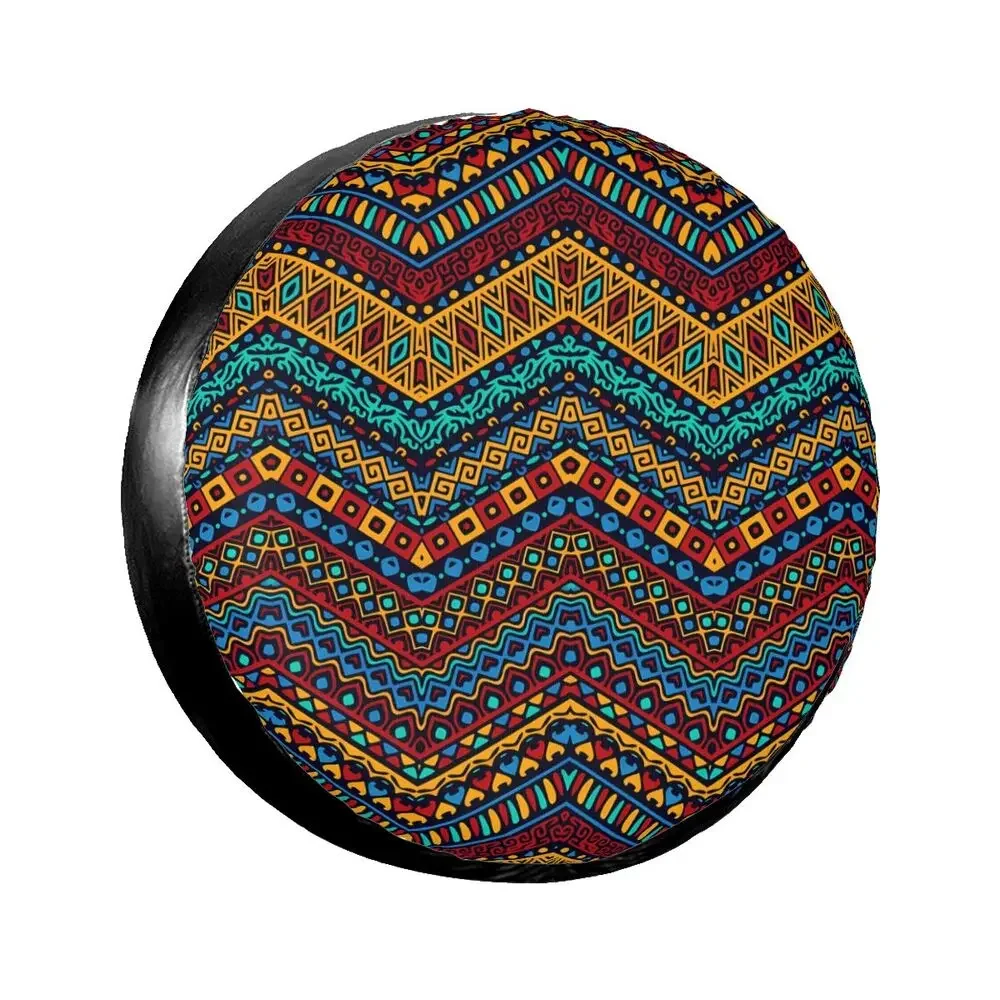 Colorful African Ethnic Tribal GeometricCar Tire Dust Cover SUV Truck Travel Trailer,Waterproof Tires 14