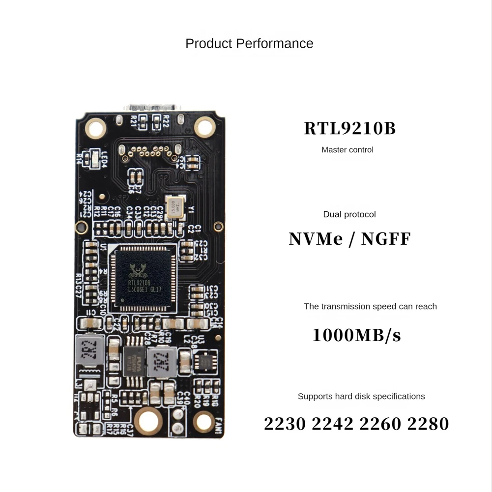 Adaptador Tipo-C NVME e Gabinete SSD NGFF, Tipo-C, M.2 para USB 3.1, Suporte M2 SSD, 2230, 42, 60, 80