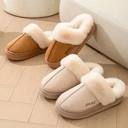 Casual Fluffy Slippers Women House Winter Plush Designer Shoes Ladies Flats Home Warm Fashion Elegant Solid Platform Footwear