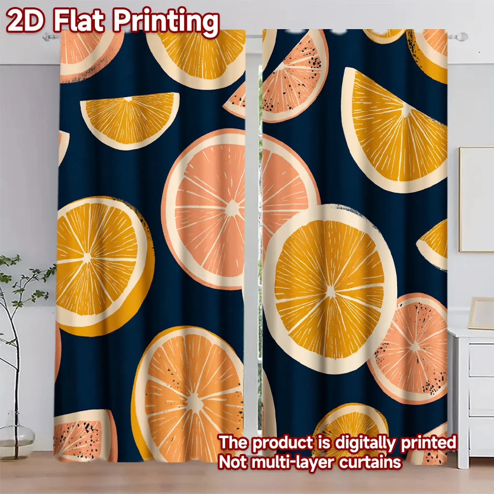 

Красочные шторы с принтом в виде цитрусовых фруктов, затемняющие, для дома, с карманом для карниза, для спальни