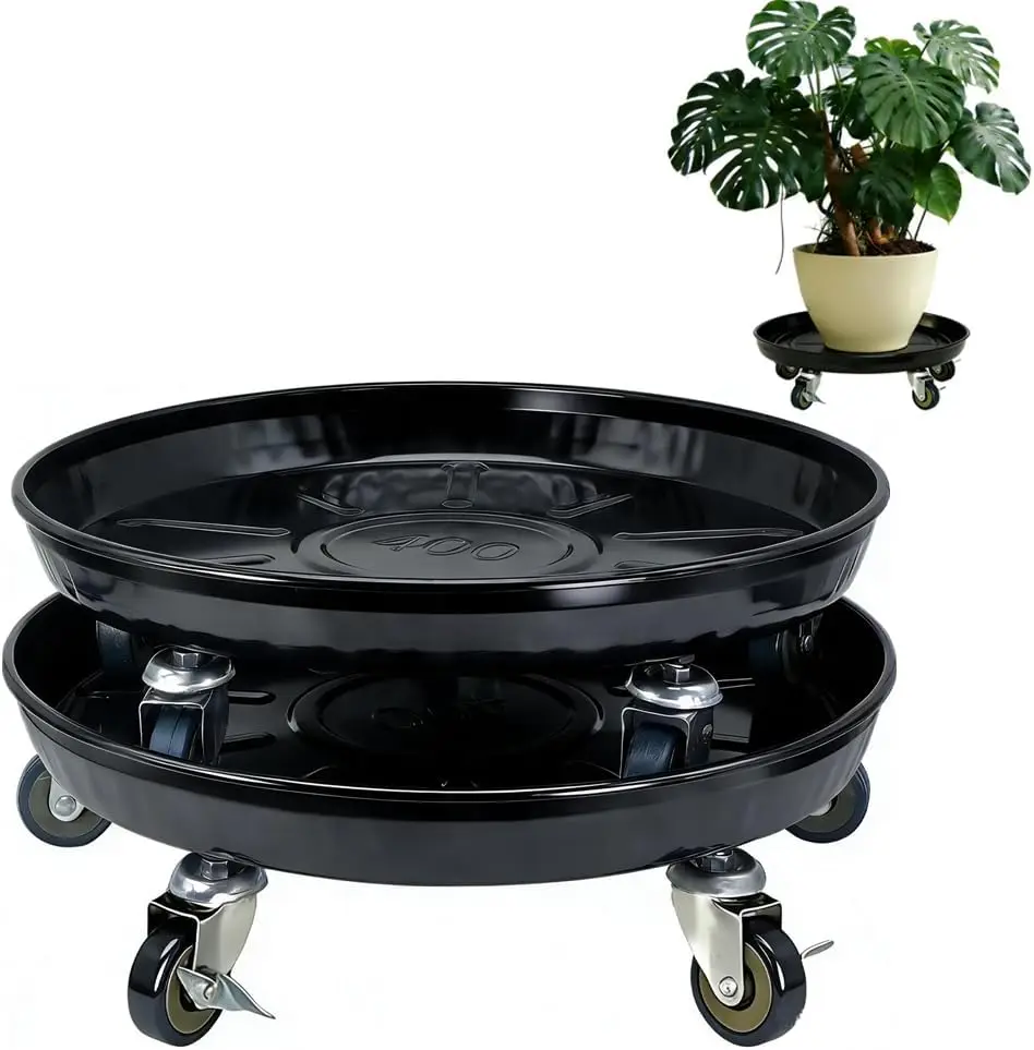 

16-дюймовая усиленная подставка для растений с блокируемыми колесами, комплект из 2 штук для комнатных/уличных горшков