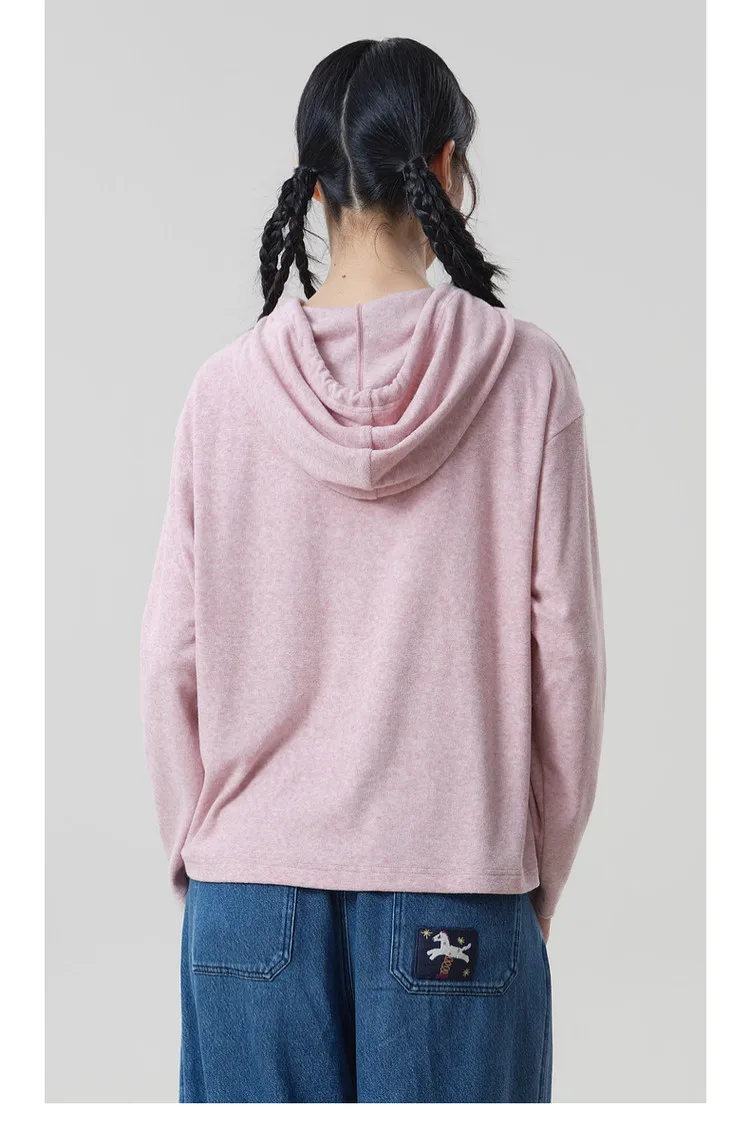 MOVEUP Hooded Drawstring Pullover 2026 Autumn Bird‑Shaped Buttons Embroidery Sweatshirts Loose Long Sleeve Casual Top 3ELQ10567