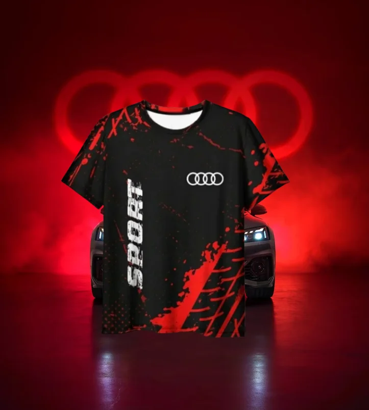 

Новинка 2025 года, топ для гоночного мотоцикла, дышащая футболка для занятий спортом на открытом воздухе Audi, летняя мужская повседневная спортивная уличная футболка с короткими рукавами
