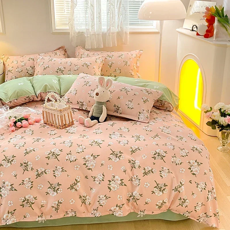 Small Flower Pattern Duvet Cover 220x240,200x200 Quilt Cover With Pillowcase,Full/Queen/Super King Size Bedding Set