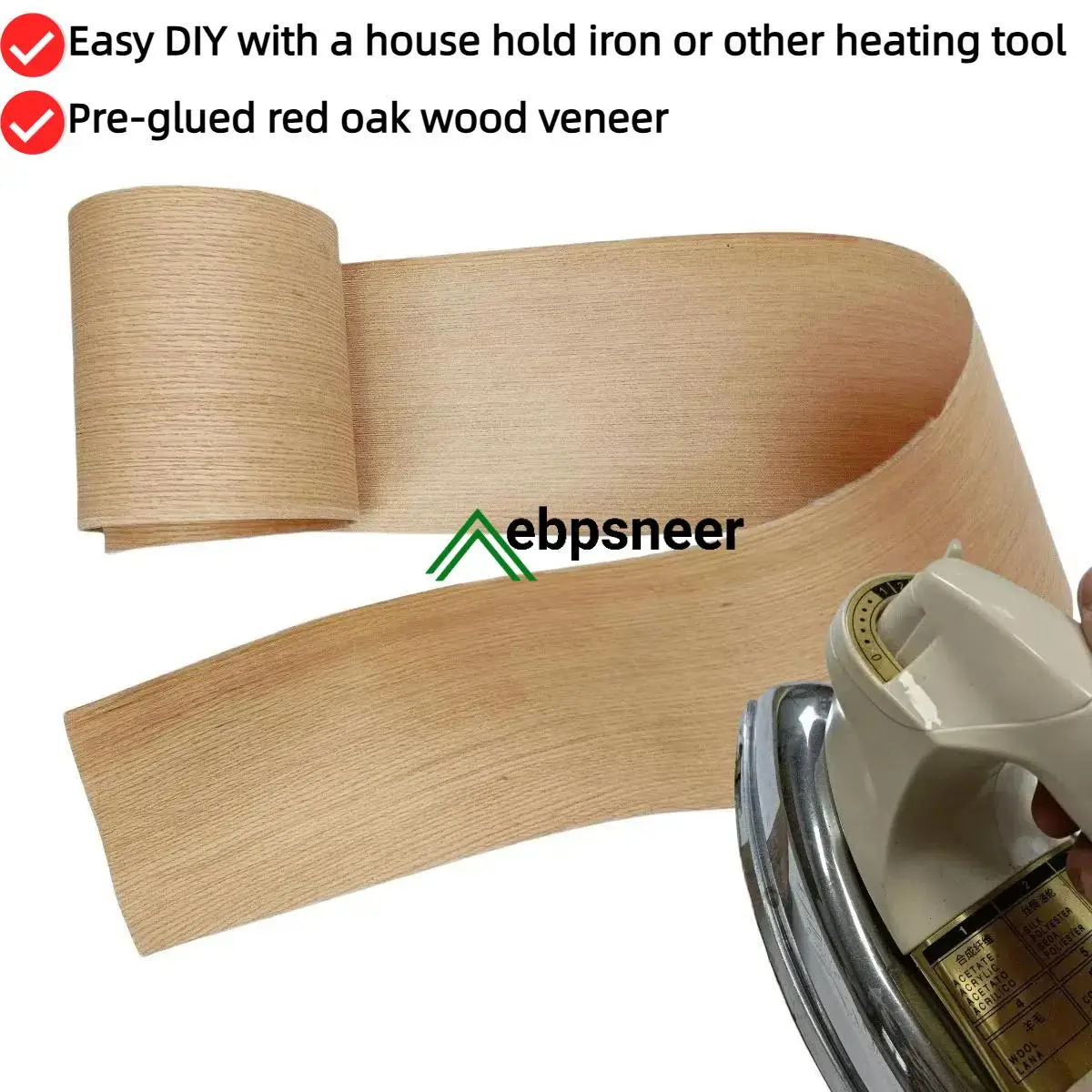 لوح قشرة خشب البلوط الأحمر الملتصق مسبقًا مقاس 8.5 بوصة، مكواة لاصقة تذوب ساخنة لمكبر صوت خزانة تجديد الأثاث، ركيزة غير منتظمة