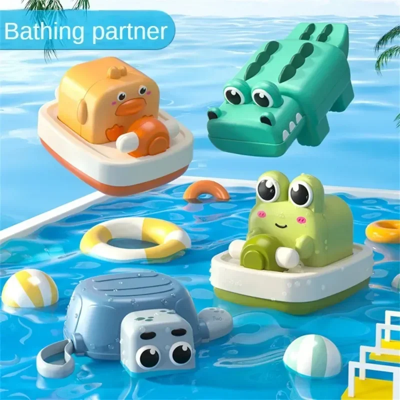 

Frog Crocodile Duck Swimming Floating Summer Cartoons Baby Playing in Water Tortoise Rowing Toys Children Kids Gifts Bath Toy