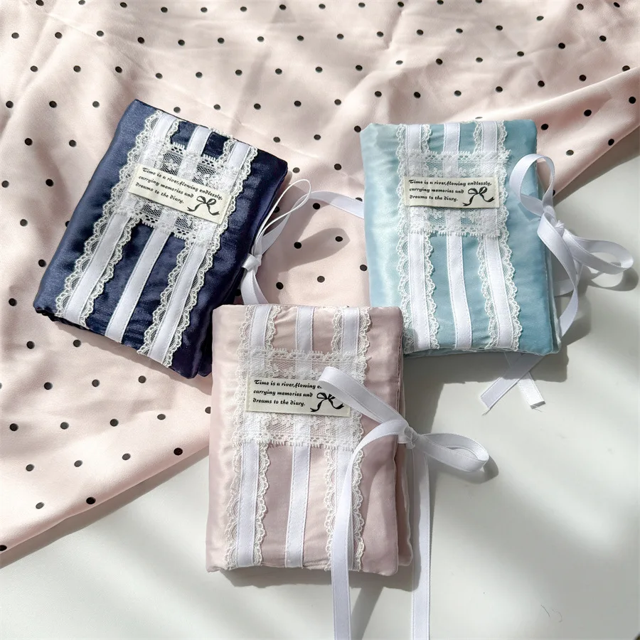 Cute Lace Bow Quilted M5 Book Cover Cotton Notebook Soft Journal Protector Handmade Fabric Lace Hand Account Book Case