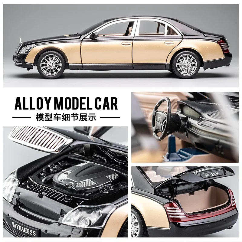 1:24 Maybach 62s S650 Classic Luxy Car Alloy Car Model Diecasts Metal Toy Vehicles Car Model Simulation Collection Kids Toy Gift